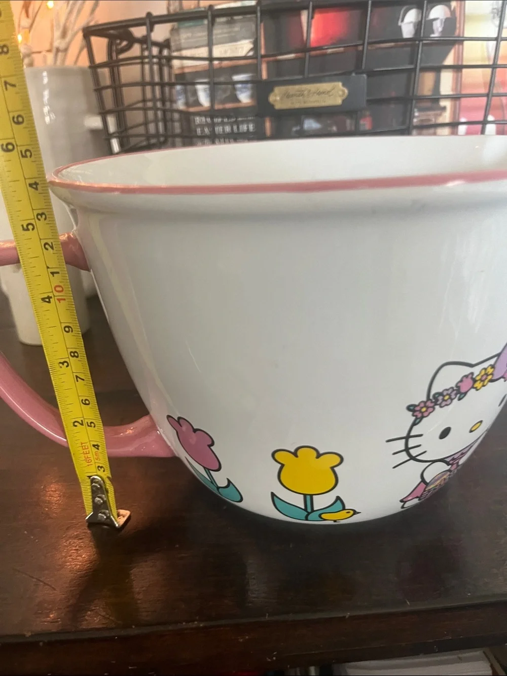 Hello Kitty White and Pink Flower Garden Ceramic Batter Bowl